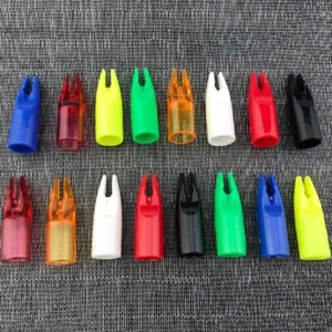 50X Archery Arrow Nocks 8mm Glue on Plastic Tails Wood Bamboo Shaft Bow Hunting - Picture 1 of 30