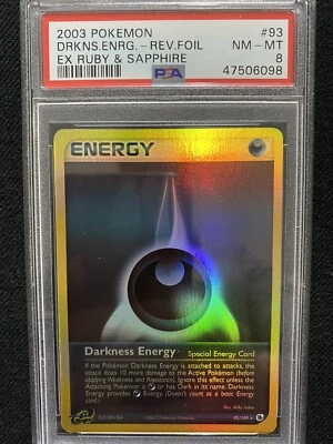 2003 Pokemon Ruby & Sapphire Darkness Energy Reverse Foil 93/109 PSA 8 NM-MT - Image 1 of 2