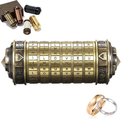 Da Vinci Code Mini Cryptex Regali San Valentino Regalo per Lui Lei Con Due Anell - Immagine 1 di 4