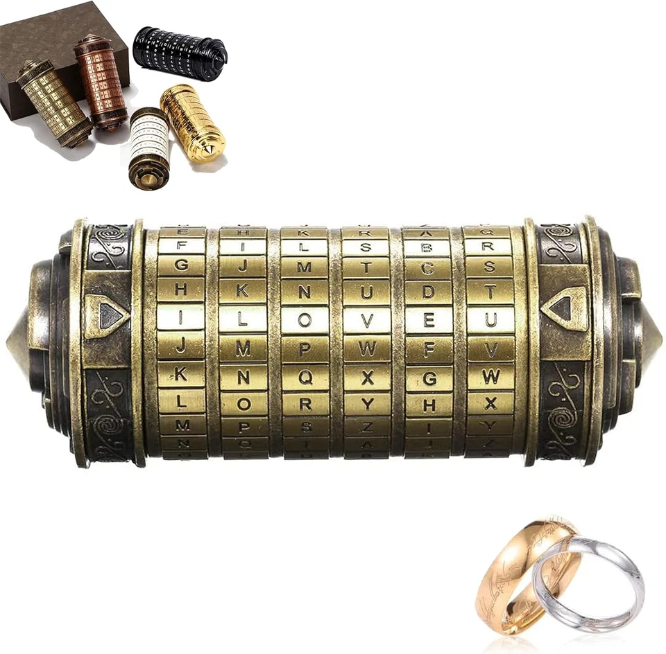 Da Vinci Code Mini Cryptex Regali San Valentino Regalo per Lui Lei Con Due Anell - Immagine 1 di 4