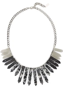 Baublebar Black Marble RA Bib Necklace Silver Tone 18" MSRP $62 - Picture 1 of 2