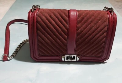 Bolso Bandolera Rebecca Minkoff Chevron Acolchado Love Cuero Tawny Port Rojo Foto 1 de 4