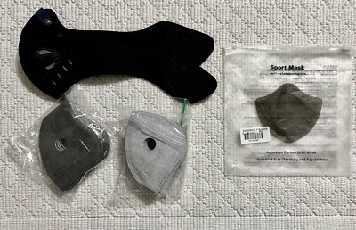 Sport Mask With Exhalation Valves - Black- 18 Spare Activated Carbon Filters NEW - Image 1 of 4