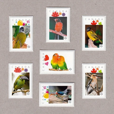 TOUCAN = PHEASANT= PARROT = 7 Picture Postage stamps MNH Canada 2016 [p16/03bd7] Cover