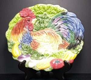 Vintage Fitz & Floyd Coq Du Village Rooster Oval Canape Plate *Discontinued* - Picture 1 of 14