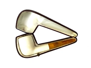 VIENNA MEERSCHAUM BILLIARD ESTATE PIPE W/ ORIGINAL CASE - Picture 1 of 15