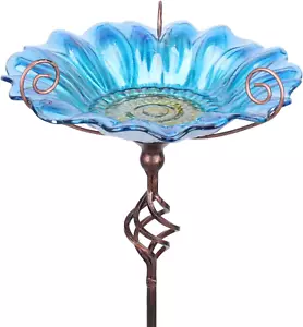 Bird Baths for Outdoors, Outdoor Bird Bath,Glass Birdbath Sunflower Bird Feeders - Picture 1 of 12