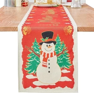 Christmas Table Runner for Holiday Home Decor, 13x72 inch Linen Kitchen Dining - Picture 1 of 4