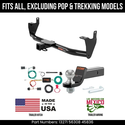 Para 16-18 Fiat 500X Engate de Reboque 4 Pinos Fiação 2" Bola Excl Pop & Trekking Curt - Imagem 1 de 4