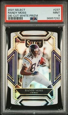 Randy Moss PSA9 2021 Panini Select Die-Cut White Prizm #237 - Image 1 of 2