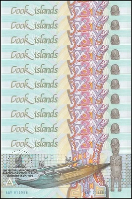 Cook Islands 3 Dollars, 1992, P-6, UNC, Commemorative, Stains X 10 PCS - Image 1 of 2