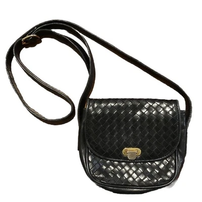Cole Haan Black Woven Small Soft Leather Crossbody Shoulder Bag / Purse - Image 1 of 4