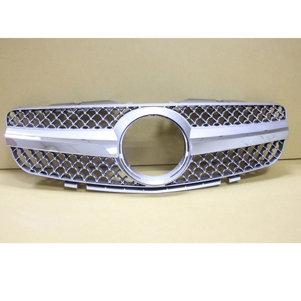 Front Grille Fits for 03-06 Mercedes Benz SL R230 SL500 S Type  Chrome + Silver - Image 1 of 4