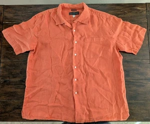 Banana Republic Herren Large Kurzarm Hemd Orange 100% Irish Linen - Bild 1 von 6