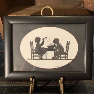 Mary Dezzutti Ink Silhouette “Bubble Time” Framed Art. 7.5”x10.5” - Picture 1 of 5