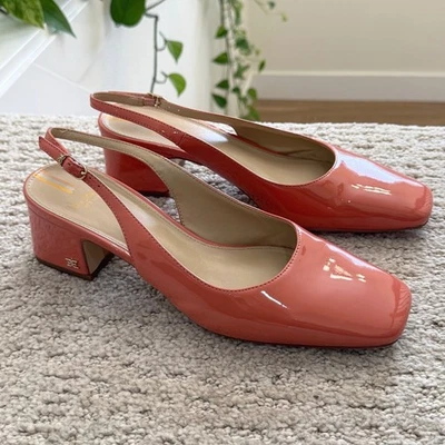 Sam Edelman TERRA Patent Square Toe Slingback Heels Women 8.5 TERRACOTTA PINK - Image 1 of 4