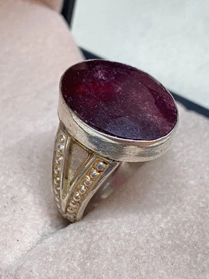 Anillo de plata esterlina 925 vintage para hombre piedra rubí natural anillo de plata para hombre Foto 1 de 4