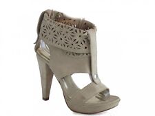 Women's Italian Leather Sandals High Heel Beige 3781