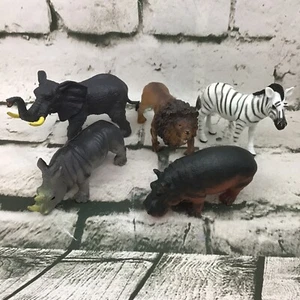 Realistic Wildlife Animal Figures Elephant Hippo Rhino Lion Zebra Lot Of 5 Loose - Picture 1 of 6
