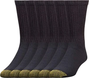 Gold Toe Men's 656s Cotton Crew Athletic Socks, Multipairs, Black (6-Pairs), - Picture 1 of 6