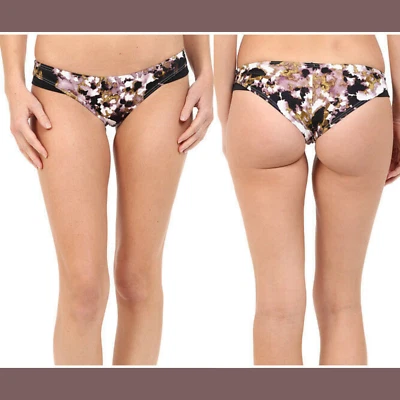 NOVO $39 RVCA [Tamanho Grande] Parte de baixo de biquíni abstração atrevida em preto #T46 - Imagem 1 de 4