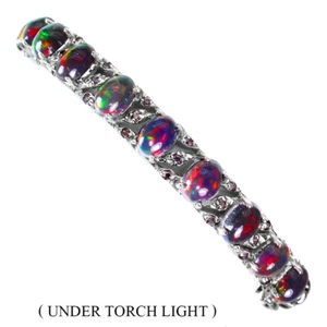 Brazalete de plata 925 de verano ovalado ópalo negro rodolita granate piedras preciosas joyería - Imagen 1 de 9