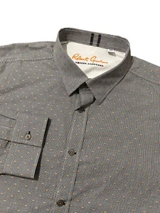 Robert Graham Men's Dress Shirt Black White Orange 3D Textured Size 2XL - Picture 1 of 9