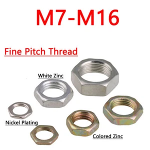 Hexagon Nut Fine Pitch Thread Thin Hex Nuts Metric M7 M8 M9 M10 M12 M14 M16 - Picture 1 of 26