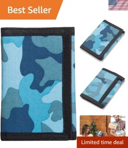 Compact Outdoor Sports Wallet for Boys - Durable RFID Wallet in Blue Camo Design - Picture 1 of 8