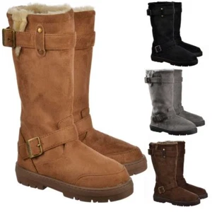 DAMEN DAMEN ELLA LAMMFELL FELL BIKER WINTER SCHNEE MODE STIEFEL GRÖSSE 3 4 5 6 7 8 - Bild 1 von 21