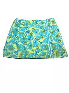 VTG Lilly Pulitzer Womens Blue Yellow Seashell Print Cotton Skort Skirt Size 8 - Picture 1 of 11