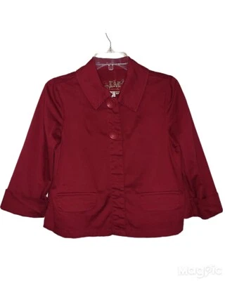 Chaqueta LAL Live A Little Marca Rojo Oscuro Cuello Mezcla Algodón Talla Med  Foto 1 de 4