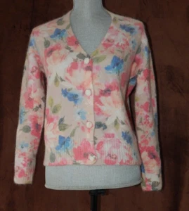 NWT BARTOLINI Italy Mohair Blend Flower Print Button Front Jacket Peony Medium - Picture 1 of 7