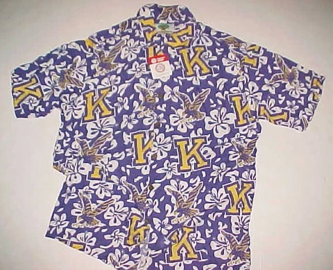 Kent State Golden Flashes Purple Vintage Hibiscus Rayon Hawaiian Shirt M New Cover
