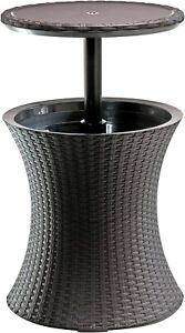 New Cool Bar 7.5 Gal. Resin Rattan Drink Cooler Patio Table