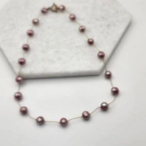 Floating Pink Freshwater Pearl Necklace 16" - Picture 1 of 5