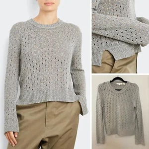Pullover INHABIT Minimalista Costero Clásico Taupe Mezcla de Lino Pointelle S - Imagen 1 de 7