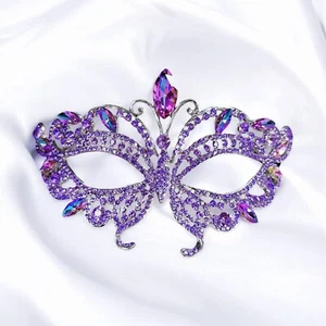 Purple Masquerade Ball Mask, Wedding Mask, Lavender Crystal Mask, Silver Mask - Picture 1 of 8