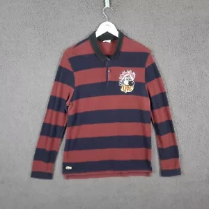 LACOSTE LIVE Shirt Mens 2XL FR 7 Billy Black Bubble Red Blue Polo Slim Cotton - Picture 1 of 11