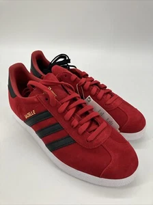 Adidas Originals Men's Gazelle Size 8.5 Red Black Manchester United Shoes NEW - Picture 1 of 12