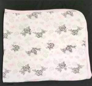 Starting Out Baby Blanket Pink Black Roses Flowers Butterflies Receiving Girls - Picture 1 of 9
