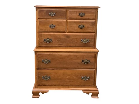 Ethan Allen Chippendale Style Maple High boy Chest of drawers Cover