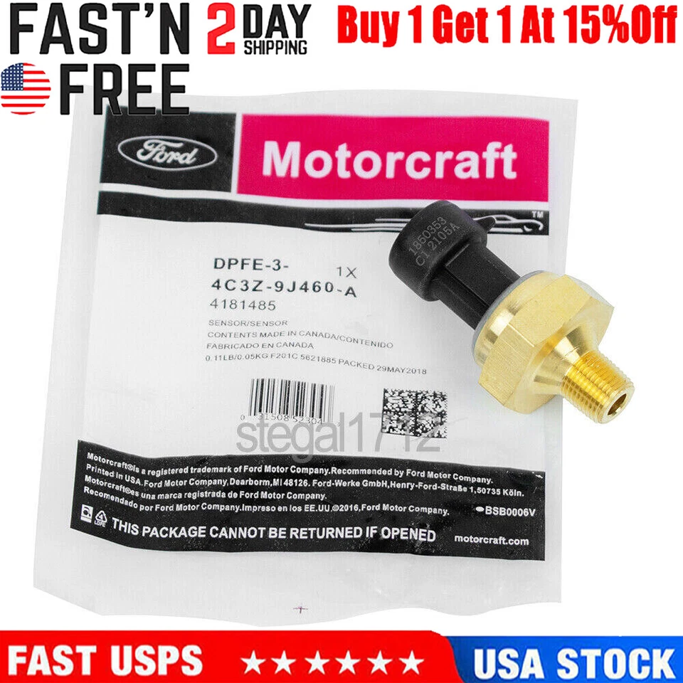 Sensor EBP de contrapresión de escape Motorcraft OEM 97-05 DPFE-3 diésel 6,0 L / 7,3 L Foto 1 de 4