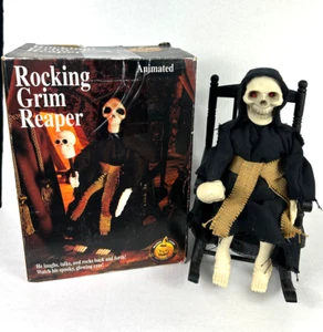 Gemmy Rocking Grim Reaper Animated Skull Staff 1994 Rocking Talking SIEHE VIDEO! - Bild 1 von 8