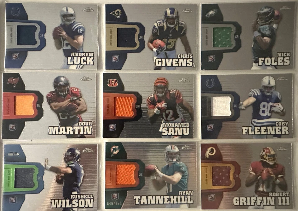 2012 Topps Football Rookie Relics - Griffon III - Andrew Luck - Russell Wilson - Image 1 of 2