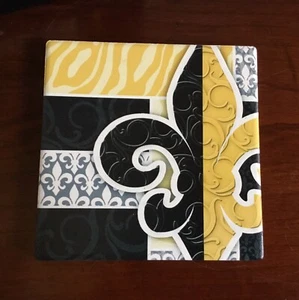 New In Box Set Of 4 Absorbant Coasters FLeur De Lis Design - Picture 1 of 5