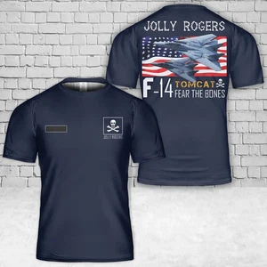 Custom Name US Navy F-14 Tomcat Jolly Rogers Fighter T-Shirt 3D - Picture 1 of 2