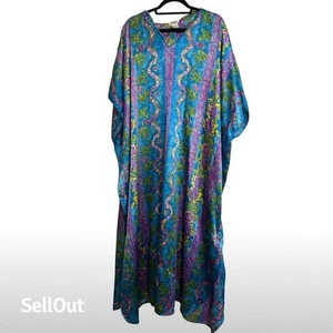Vestido para mujer Winlar floral satinado caftán multicolor cuello en V manga corta - Imagen 1 de 3