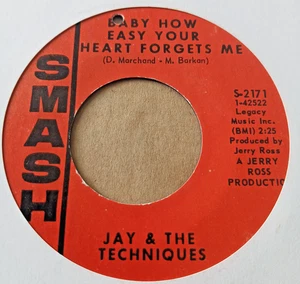 Jay & The Techniques   :  Baby How Easy Your Heart Forgets Me   -  Smash  - 60's - Picture 1 of 2
