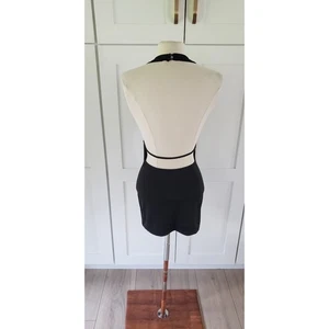 Edikted Black Halter Mini Dress S Bodycon Clubwear Y2K Open Back Sexy Party - Picture 1 of 7